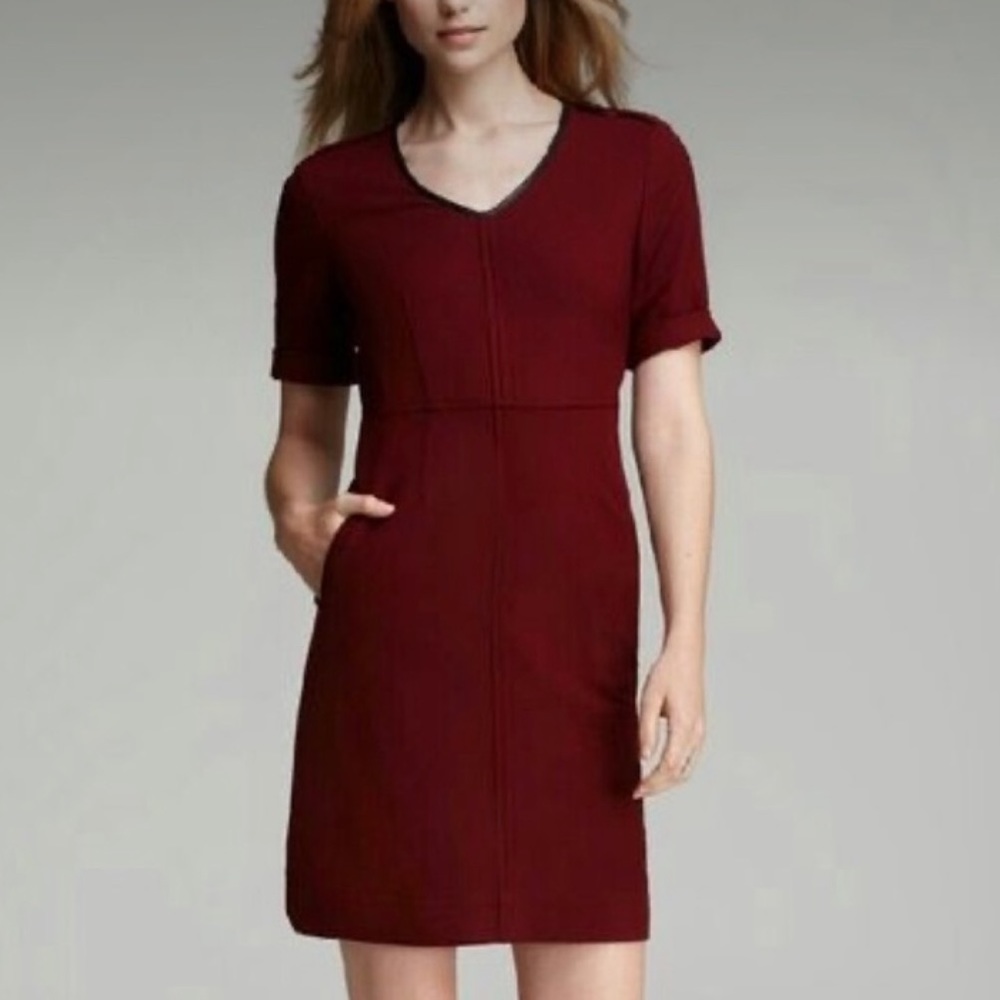 Burberry Brit Red‎ Sara Stretch Wool Dress Deep Claret 8